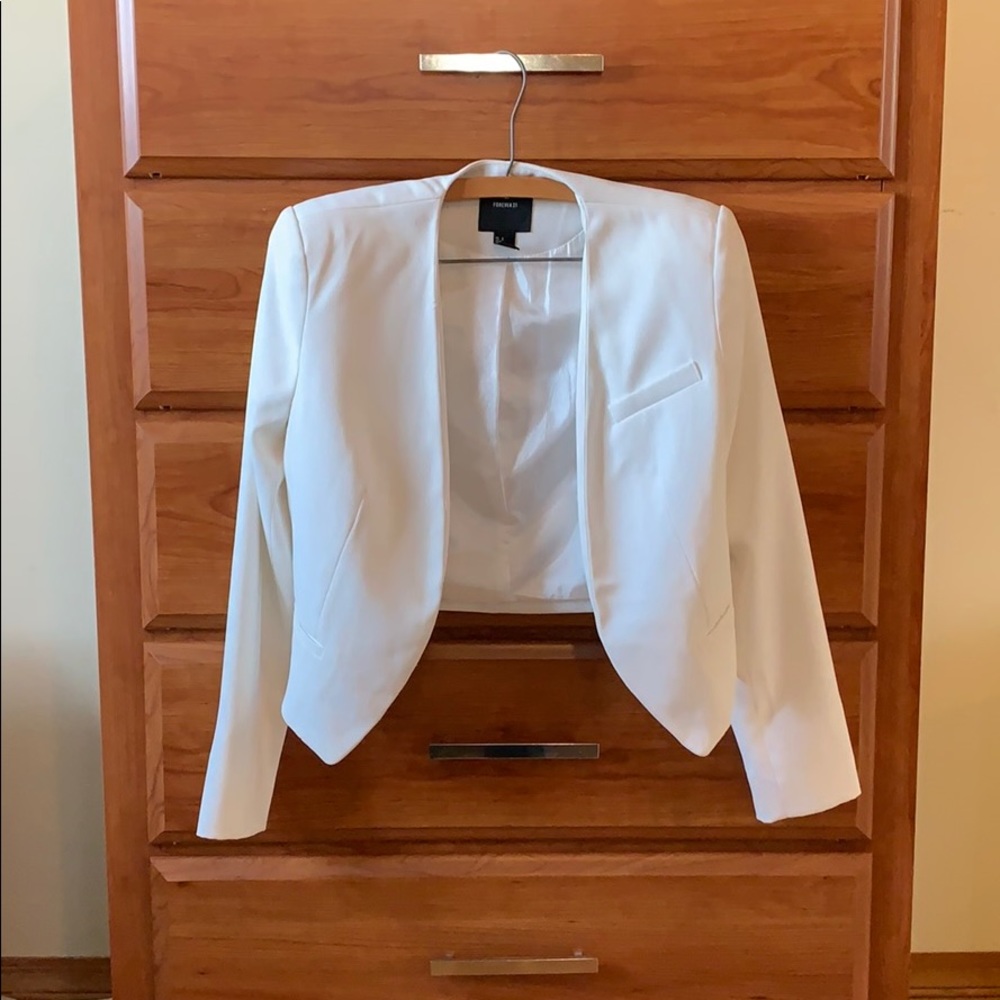 Forever 21 White Cropped Blazer Jacket